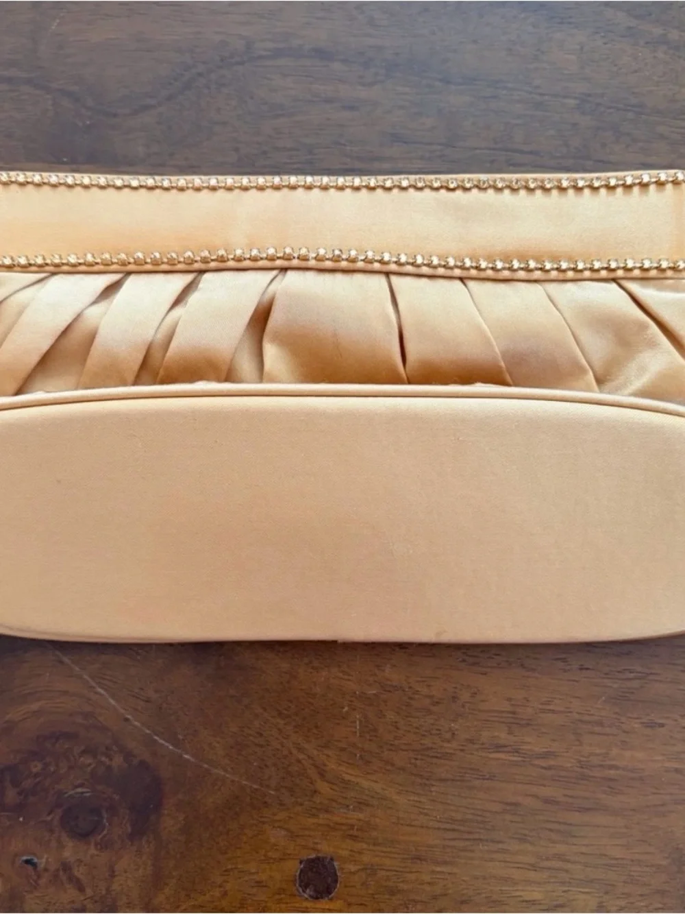 Elegant Satin Gold Pleated Women's Clutch
